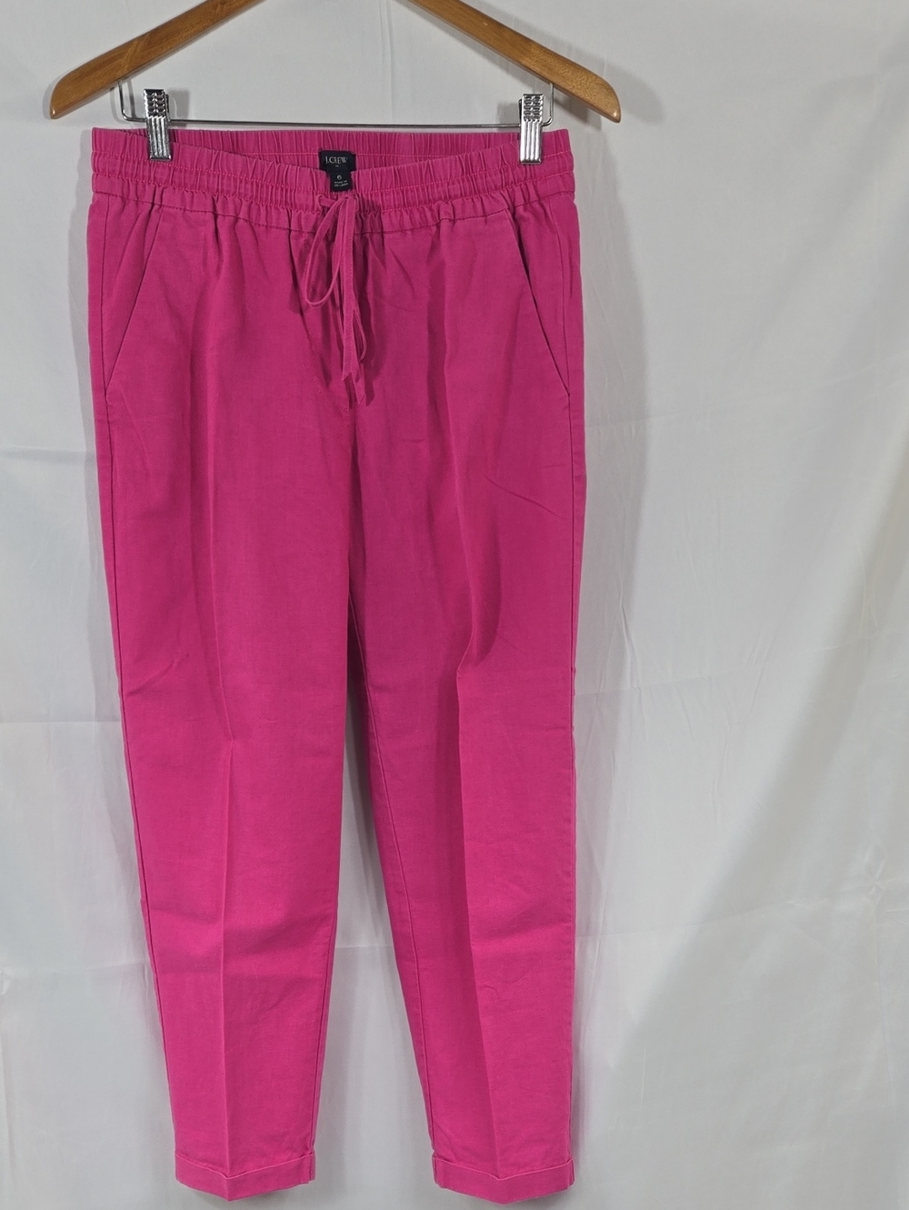 J. Crew Bright Pink Drawstring Linen Blend Pants 6